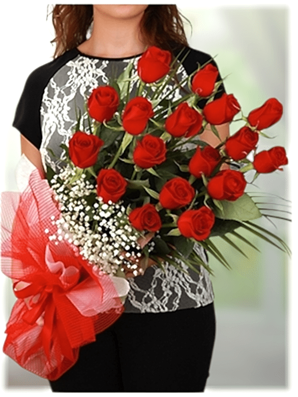  Alanya Blumenbestellung - 19 Red Roses Bouquet 