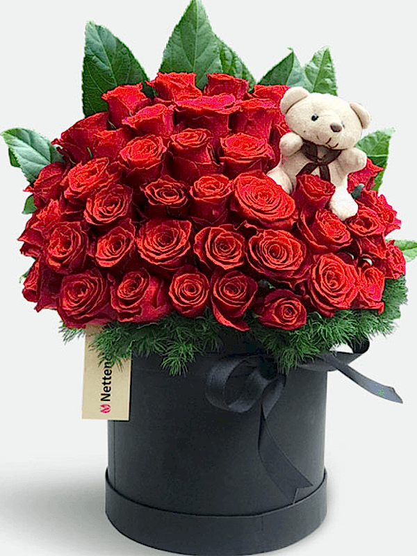  Alanya çiçek gönder - Kutuda 41 Gül ve Ayıcık