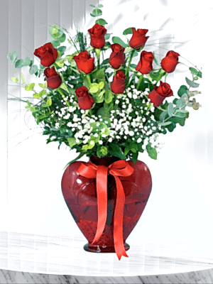  Armağan Çiçekçilik Alanya - Kalp Vazoya 11 Kırmızı Güller