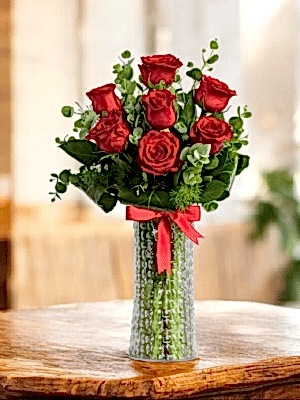 Alanya çiçekçi - Vazoda 7 Kırmızı Gül