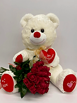  Alanya aynı gün çiçek - 21 Gül ve Ayıcık